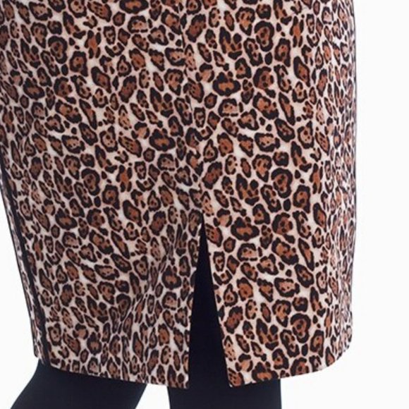 WHBM Cotton Blend Leopard Pencil Skirt Black Trim 12 - Picture 7 of 7